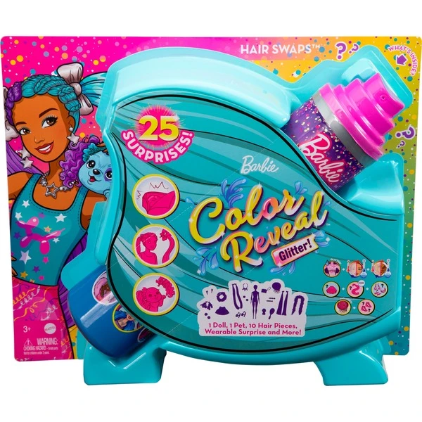 Mattel Barbie Color Reveal Glitzer! Haarwechsel Puppe Glitzerviolett Mit 25 Überraschungen 7 Mattel Barbie Color Reveal Glitzer! Haarwechsel Puppe Glitzerviolett Mit 25 Überraschungen - Image 7