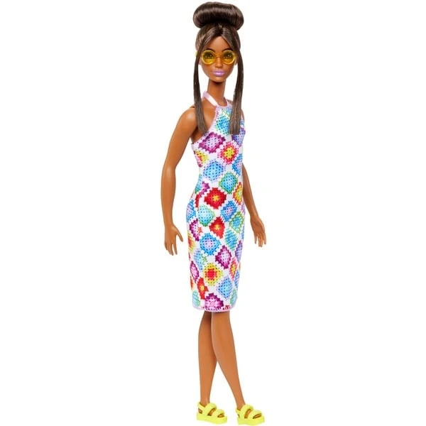 Mattel Barbie Fashionistas-Puppe Mit Dutt Und Gehäkeltem Kleid 1 Mattel Barbie Fashionistas-Puppe Mit Dutt Und Gehäkeltem Kleid